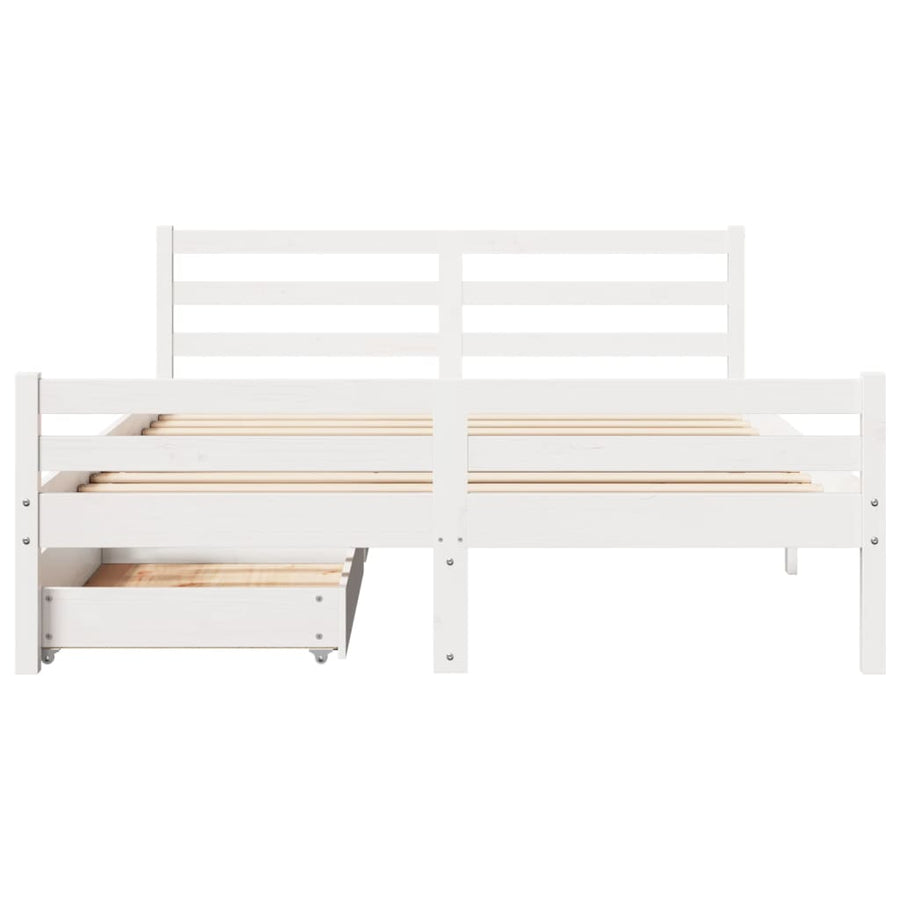 Bedframe zonder matras massief grenenhout wit 150x200 cm
