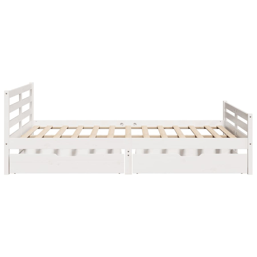 Bedframe zonder matras massief grenenhout wit 150x200 cm