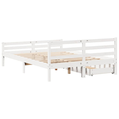 Bedframe zonder matras massief grenenhout wit 150x200 cm