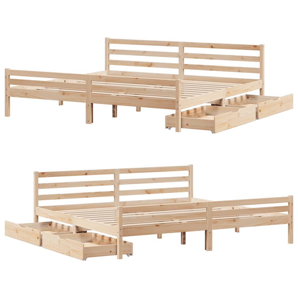 Bedframe zonder matras massief grenenhout 200x200 cm