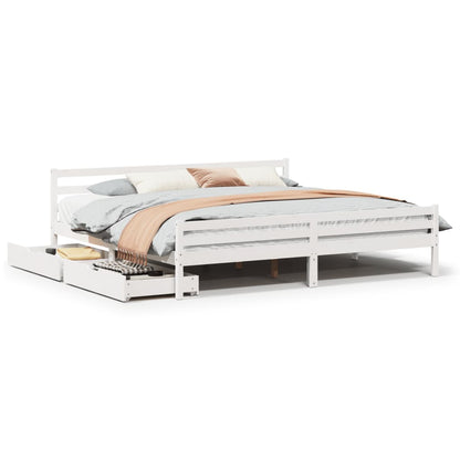 Bedframe zonder matras massief grenenhout wit 200x200 cm