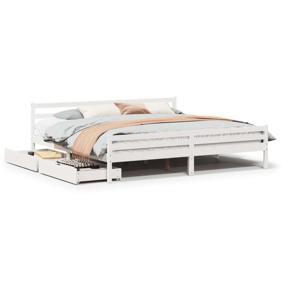 Bedframe zonder matras massief grenenhout wit 200x200 cm