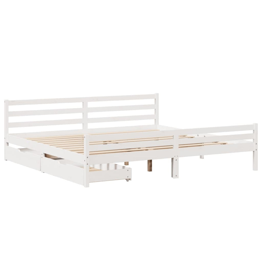 Bedframe zonder matras massief grenenhout wit 200x200 cm
