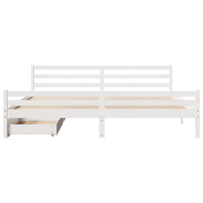 Bedframe zonder matras massief grenenhout wit 200x200 cm