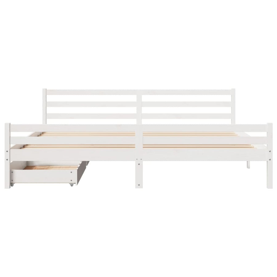 Bedframe zonder matras massief grenenhout wit 200x200 cm