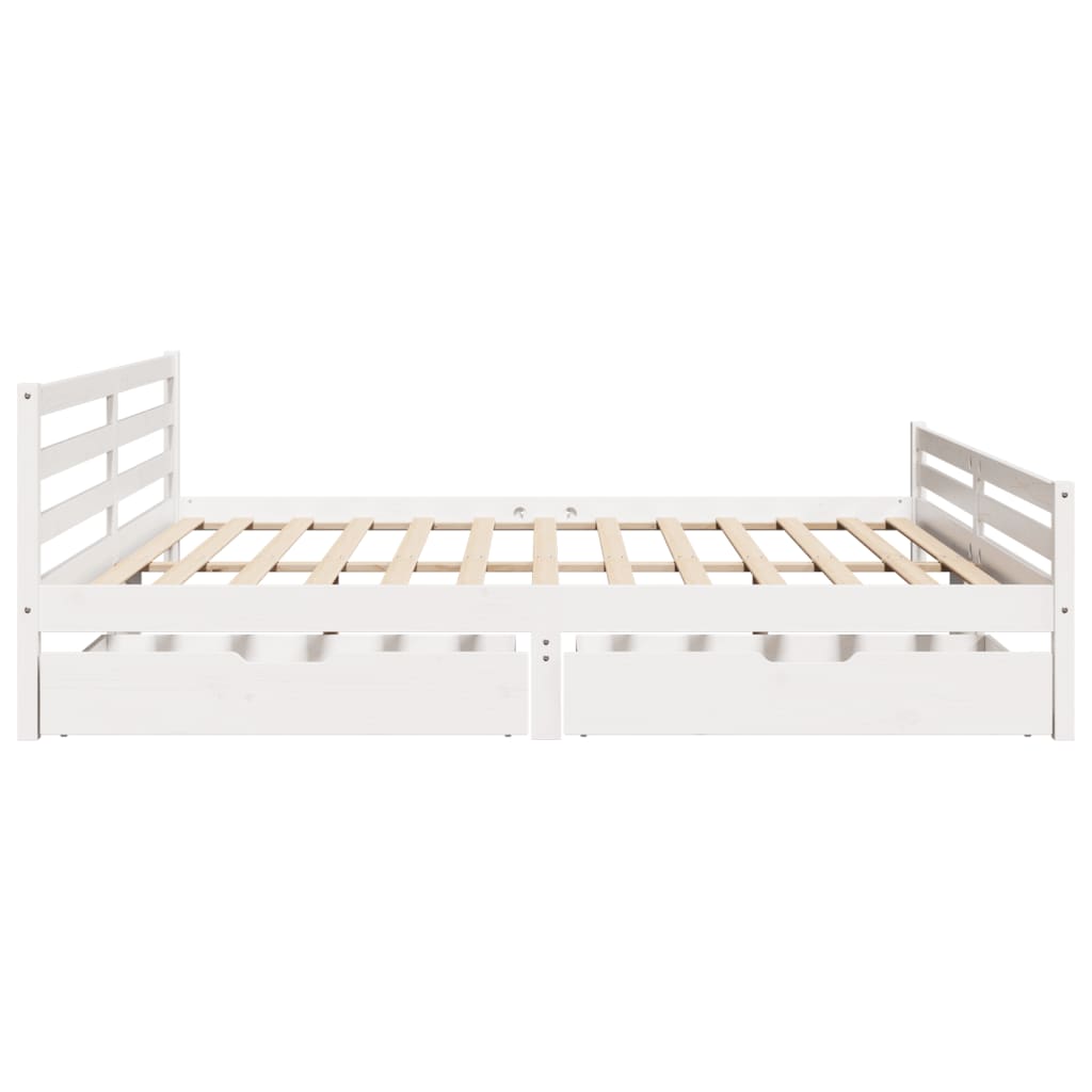 Bedframe zonder matras massief grenenhout wit 200x200 cm