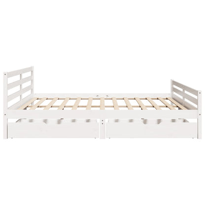 Bedframe zonder matras massief grenenhout wit 200x200 cm