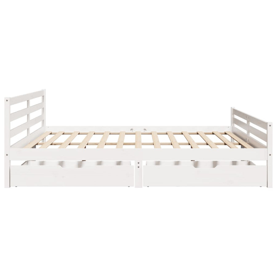 Bedframe zonder matras massief grenenhout wit 200x200 cm