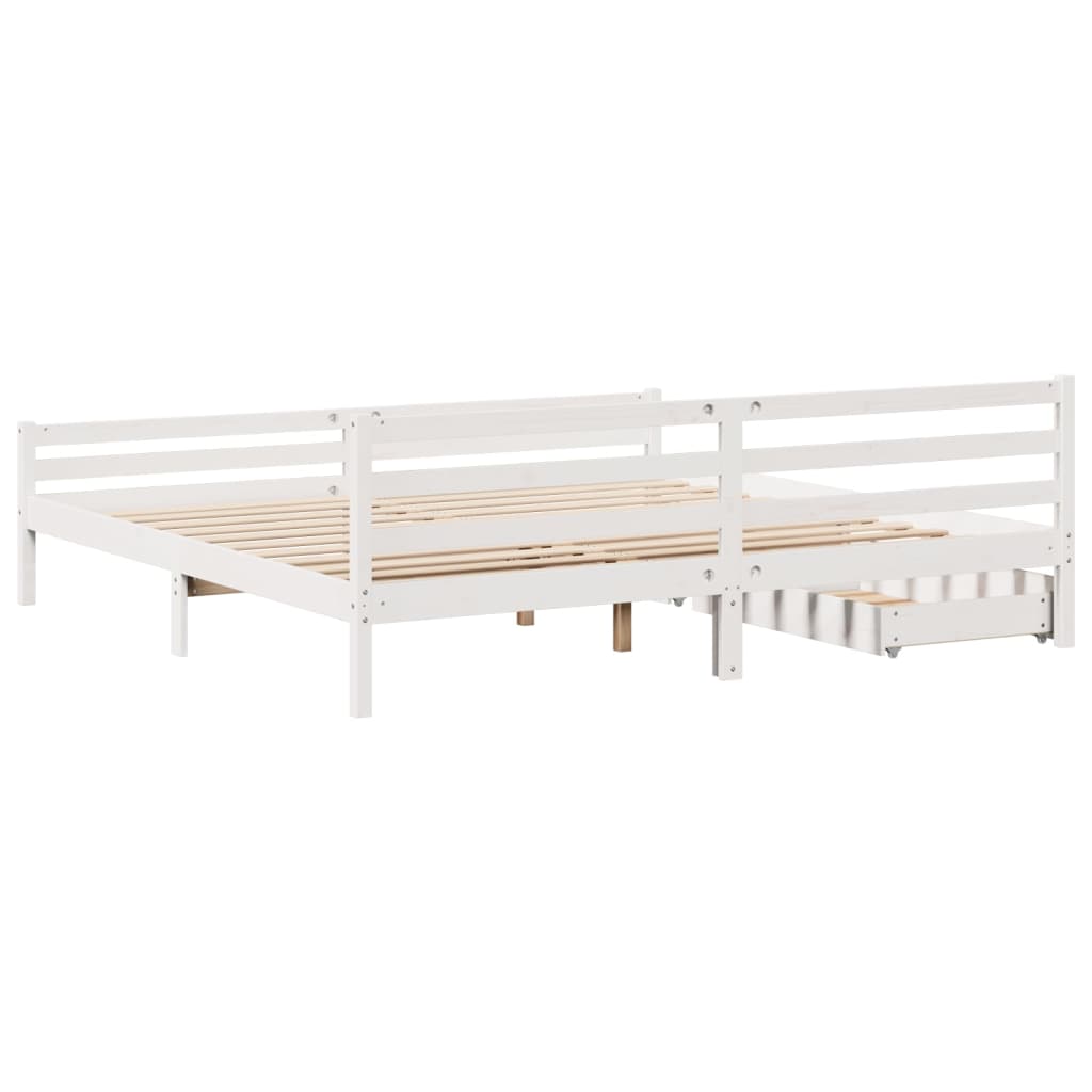 Bedframe zonder matras massief grenenhout wit 200x200 cm