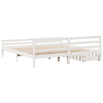 Bedframe zonder matras massief grenenhout wit 200x200 cm