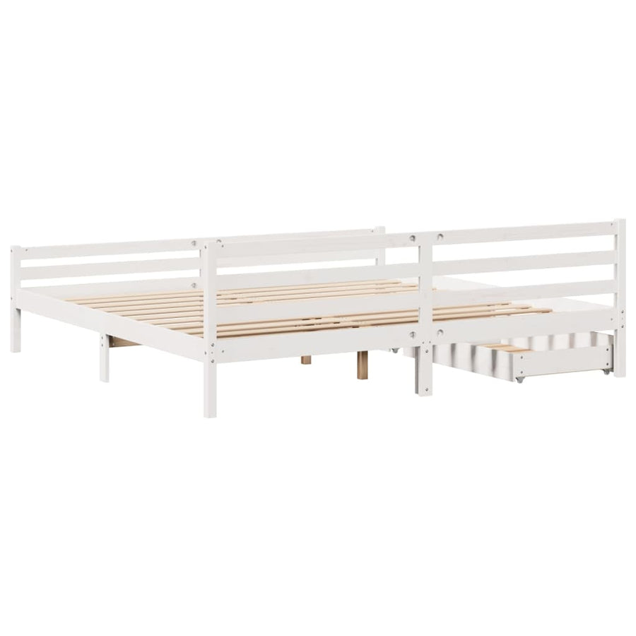 Bedframe zonder matras massief grenenhout wit 200x200 cm