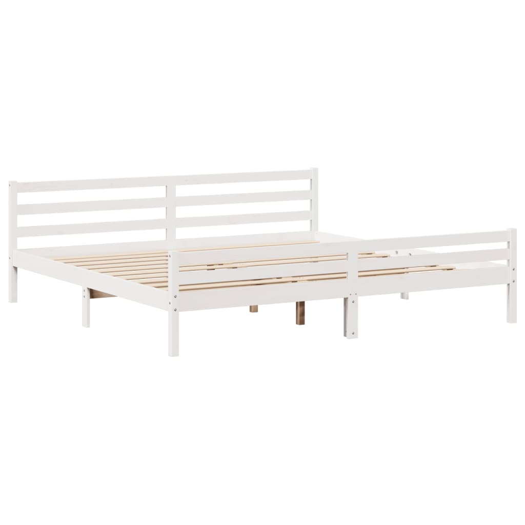 Bedframe zonder matras massief grenenhout wit 200x200 cm