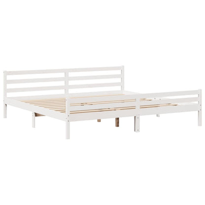 Bedframe zonder matras massief grenenhout wit 200x200 cm