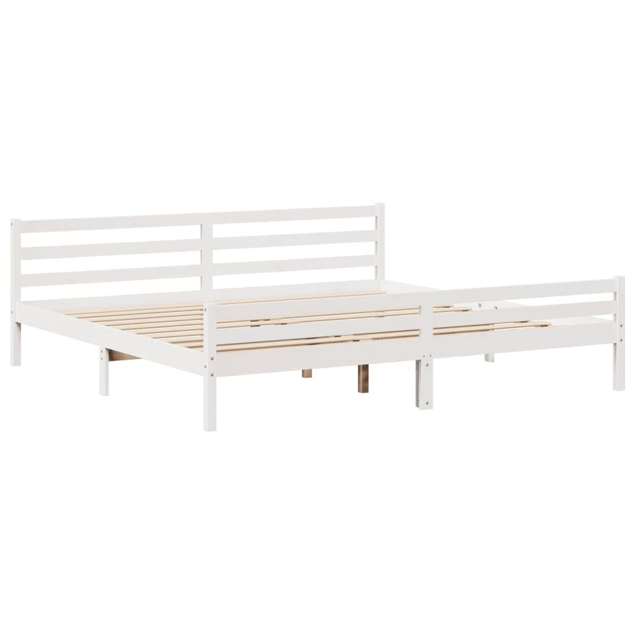 Bedframe zonder matras massief grenenhout wit 200x200 cm