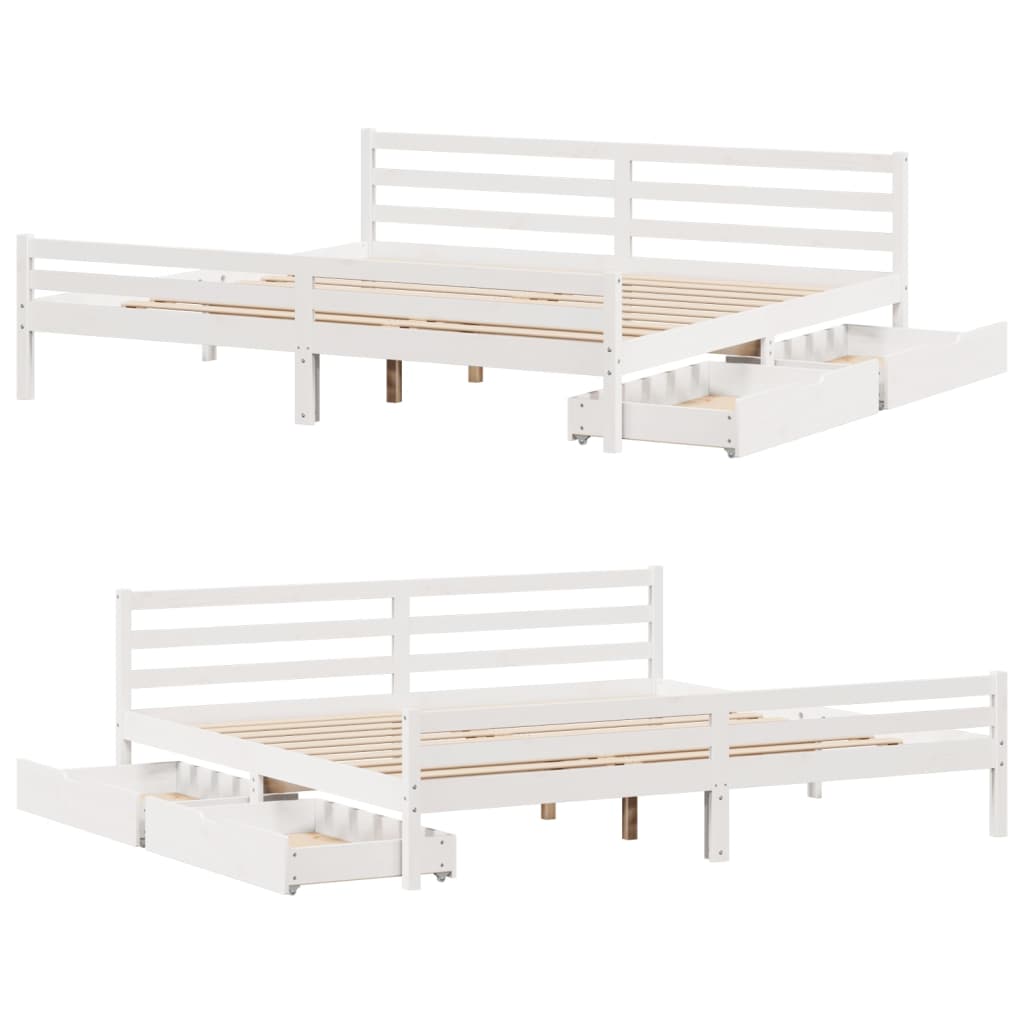 Bedframe zonder matras massief grenenhout wit 200x200 cm