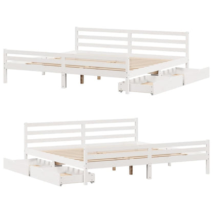 Bedframe zonder matras massief grenenhout wit 200x200 cm