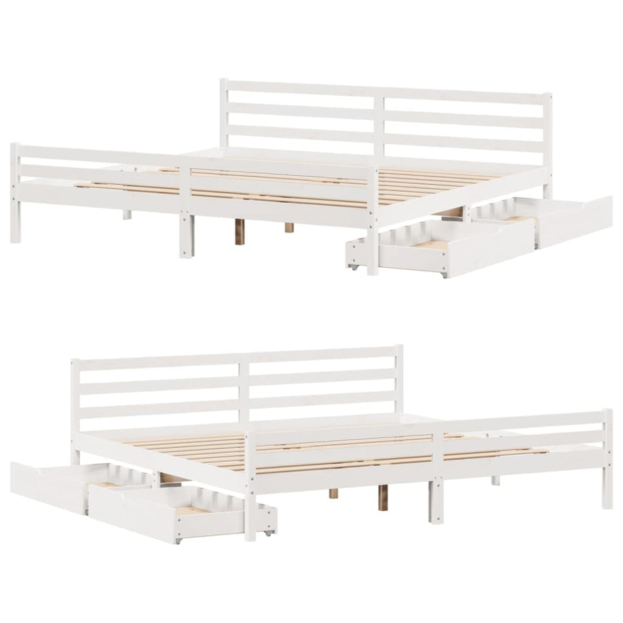 Bedframe zonder matras massief grenenhout wit 200x200 cm