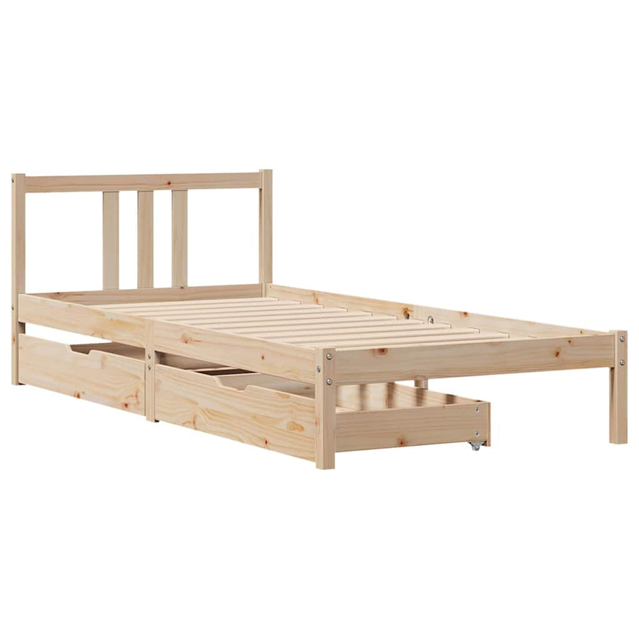 Bedframe Zonder Matras Massief Grenenhout 75 x 190 cm Naturel