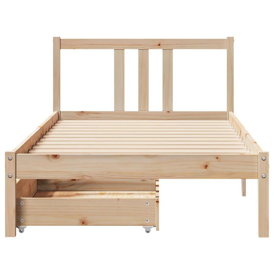 Bedframe Zonder Matras Massief Grenenhout 75 x 190 cm Naturel