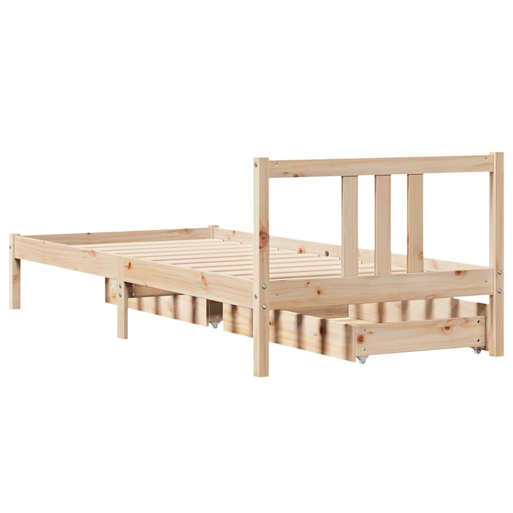 Bedframe Zonder Matras Massief Grenenhout 75 x 190 cm Naturel