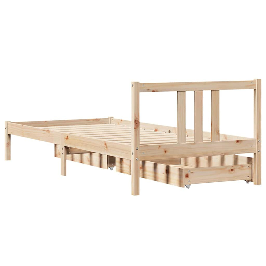 Bedframe Zonder Matras Massief Grenenhout 75 x 190 cm Naturel