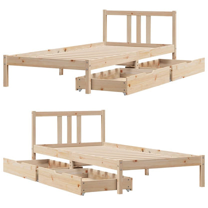 Bedframe Zonder Matras Massief Grenenhout 75 x 190 cm Naturel