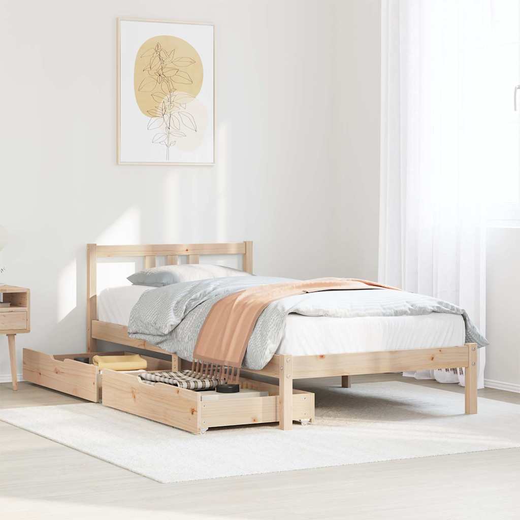 Bedframe Zonder Matras Massief Grenenhout 75 x 190 cm Naturel