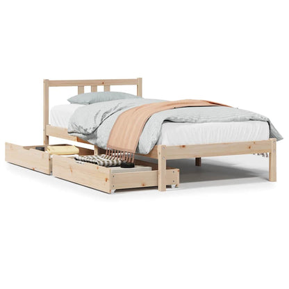 Bedframe Zonder Matras Massief Grenenhout 90 x 190 cm Naturel