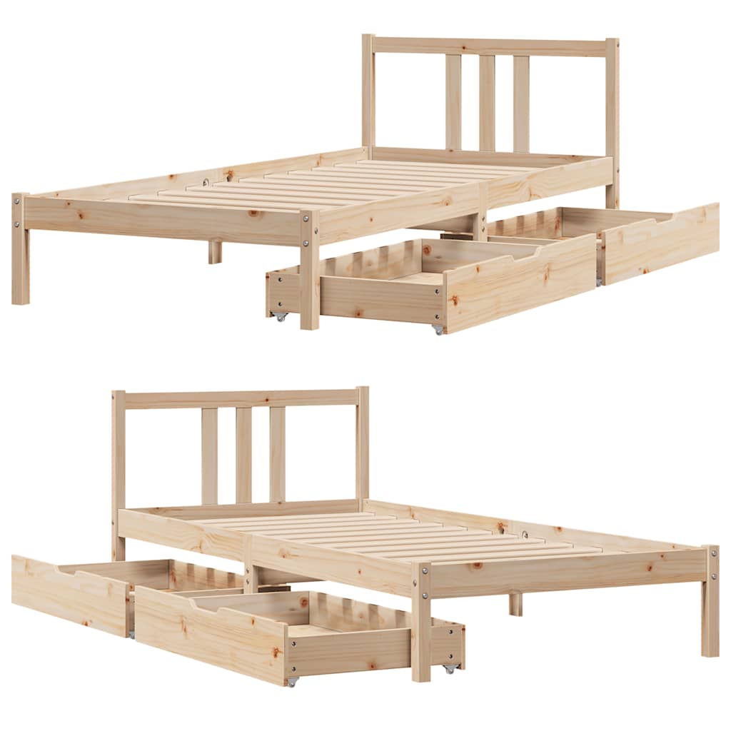 Bedframe Zonder Matras Massief Grenenhout 90 x 190 cm Naturel
