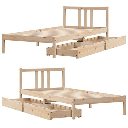 Bedframe Zonder Matras Massief Grenenhout 90 x 190 cm Naturel