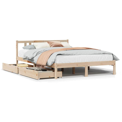 Bedframe Zonder Matras Massief Grenenhout 135 x 190 cm Naturel