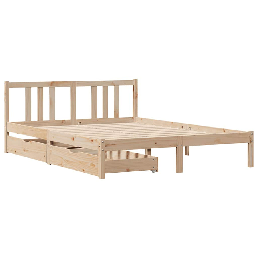Bedframe Zonder Matras Massief Grenenhout 135 x 190 cm Naturel