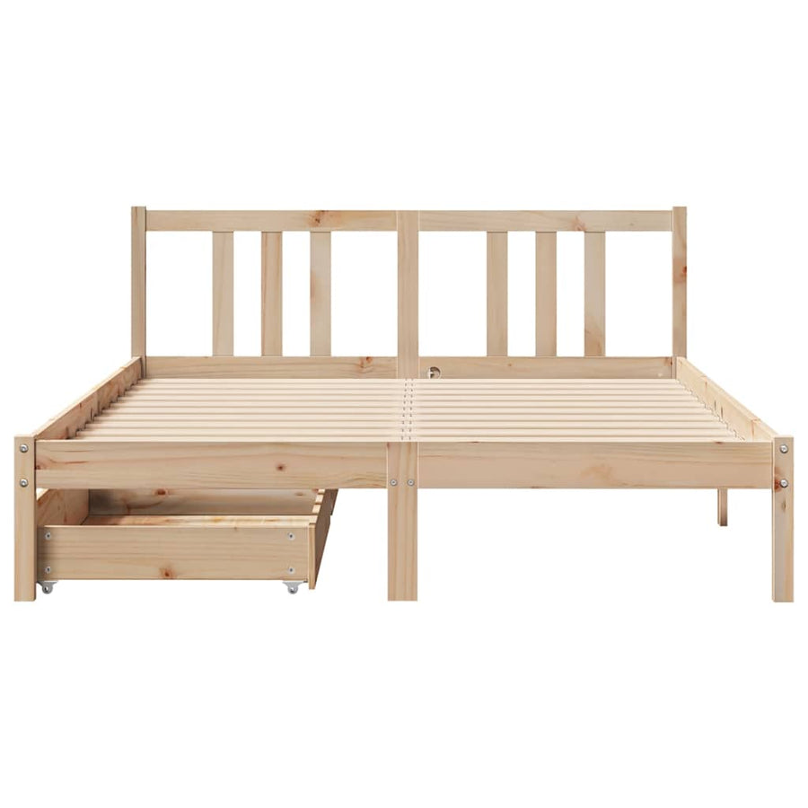 Bedframe Zonder Matras Massief Grenenhout 135 x 190 cm Naturel