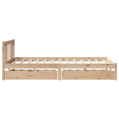 Bedframe Zonder Matras Massief Grenenhout 135 x 190 cm Naturel