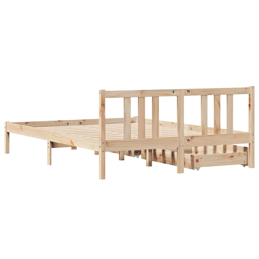 Bedframe Zonder Matras Massief Grenenhout 135 x 190 cm Naturel