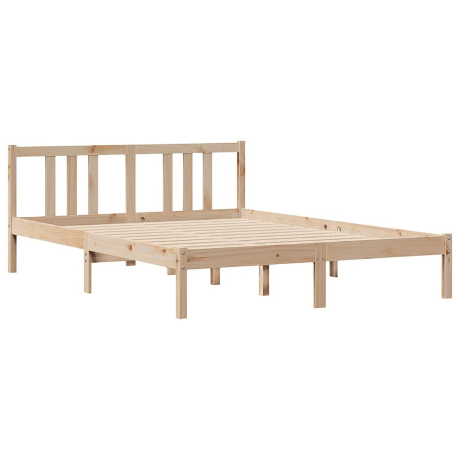 Bedframe Zonder Matras Massief Grenenhout 135 x 190 cm Naturel