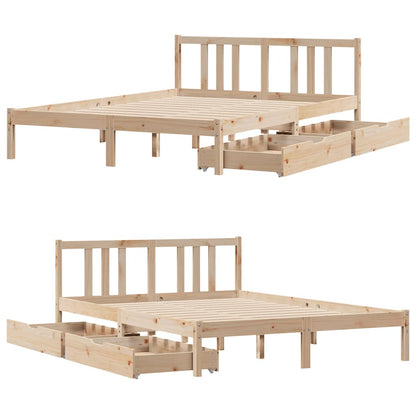 Bedframe Zonder Matras Massief Grenenhout 135 x 190 cm Naturel