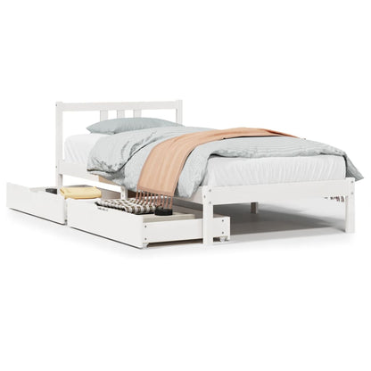 Bedframe zonder matras massief grenenhout wit 90x200 cm