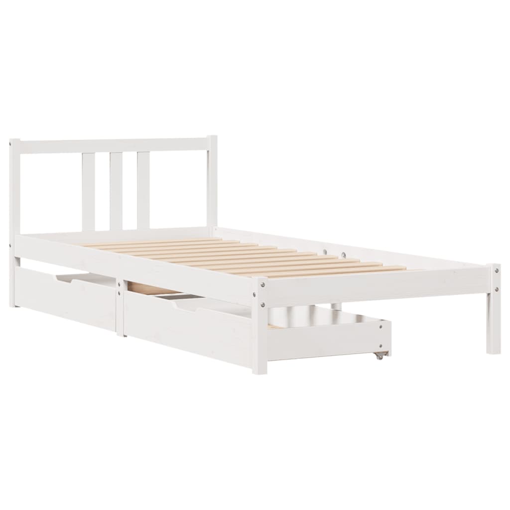 Bedframe zonder matras massief grenenhout wit 90x200 cm