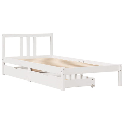 Bedframe zonder matras massief grenenhout wit 90x200 cm
