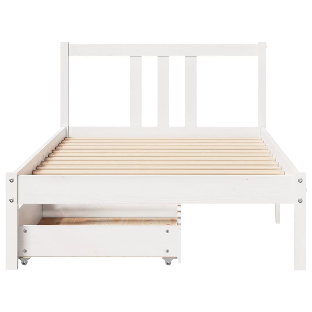 Bedframe zonder matras massief grenenhout wit 90x200 cm