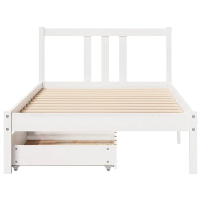 Bedframe zonder matras massief grenenhout wit 90x200 cm