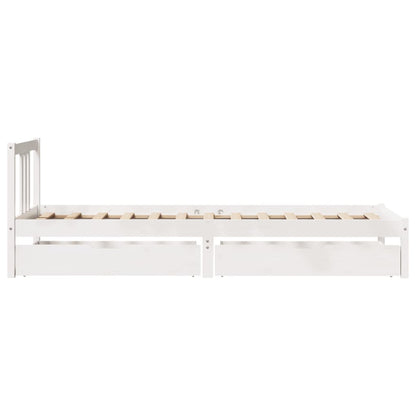 Bedframe zonder matras massief grenenhout wit 90x200 cm