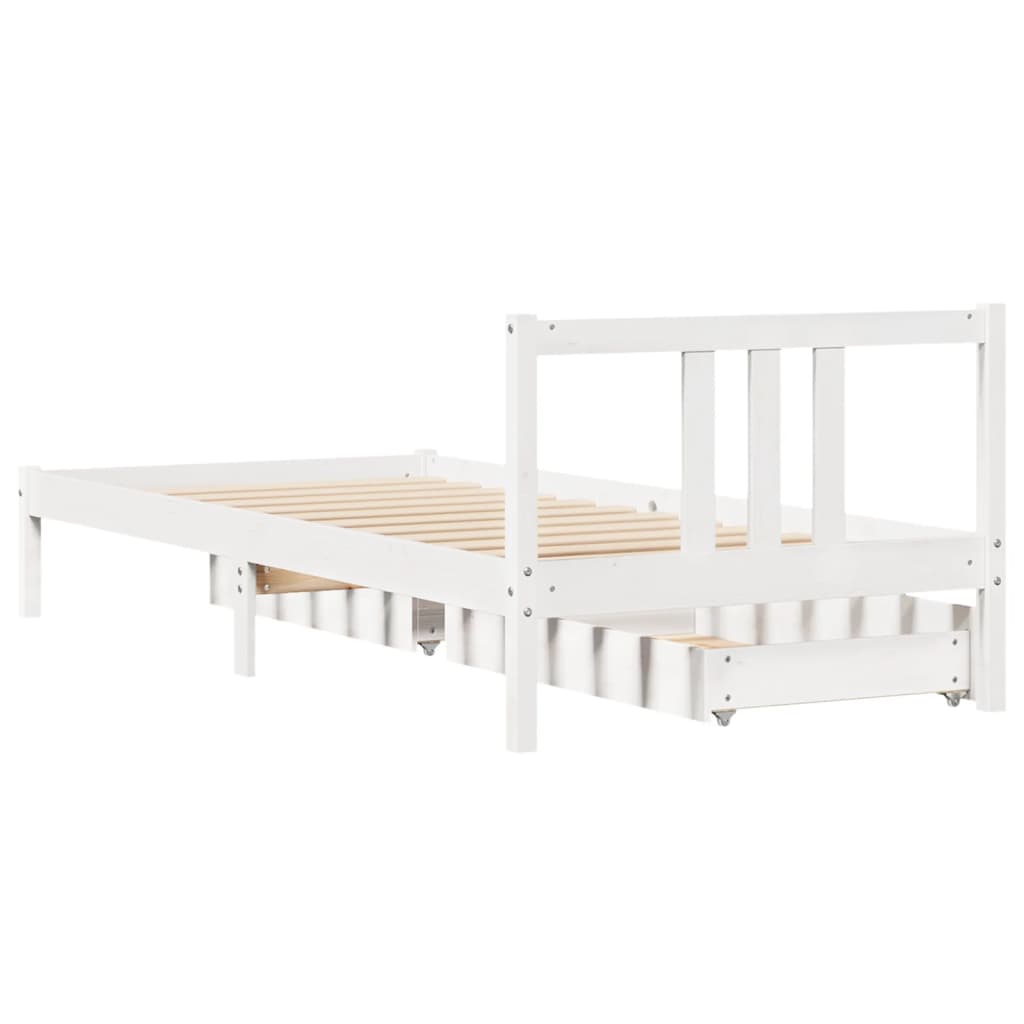 Bedframe zonder matras massief grenenhout wit 90x200 cm