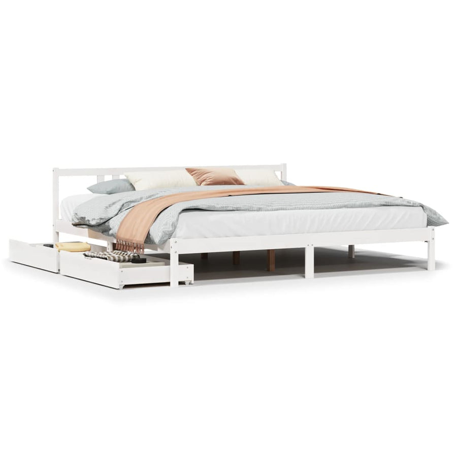Bedframe zonder matras massief grenenhout wit 200x200 cm