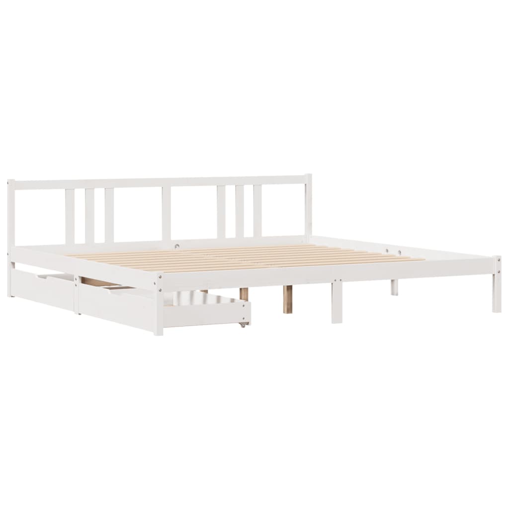 Bedframe zonder matras massief grenenhout wit 200x200 cm