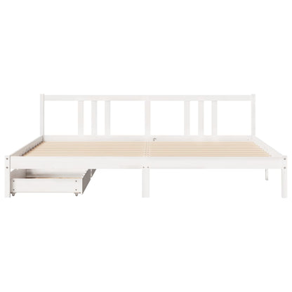 Bedframe zonder matras massief grenenhout wit 200x200 cm