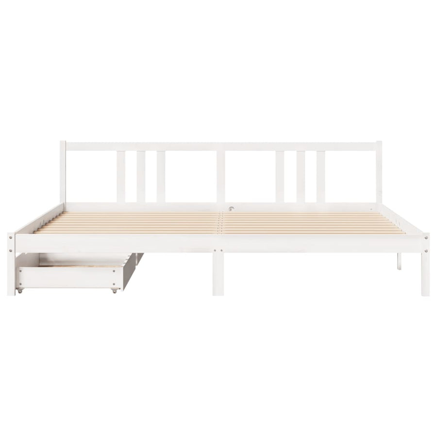 Bedframe zonder matras massief grenenhout wit 200x200 cm