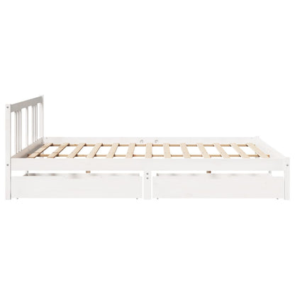 Bedframe zonder matras massief grenenhout wit 200x200 cm
