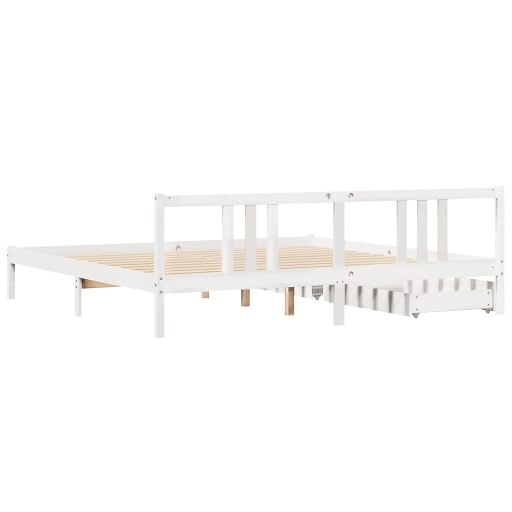 Bedframe zonder matras massief grenenhout wit 200x200 cm